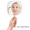 Picture of YEAKE Hand Held Mirror with Handle for Makeup,Small Cute Wood Hand Mirror for Shaving with Hole Hanging Single-Sided Portable Travel Vanity Mirror for Men&Women(Square)