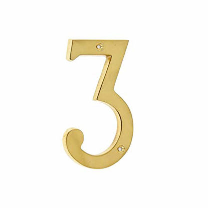 Picture of Bebarley 4 Inch Premium Bright Solid Brass Door House Numbers and Street Address Plaques Numbers for Residence and Mailbox Signs.