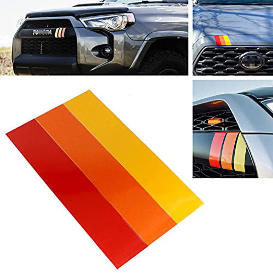 Picture of iJDMTOY 10-Inch Classic Retro Style Tri-Color Stripe Decal Sticker Compatible With Toyota/Lexus Exterior or Interior Decoration Grille Fender Hood Side Skirt Bumper Side Mirror Dashboard, etc