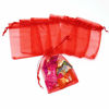 Picture of Dealglad 50pcs Drawstring Organza Jewelry Candy Pouch Christmas Wedding Party Favor Gift Bags (4x6", Red)