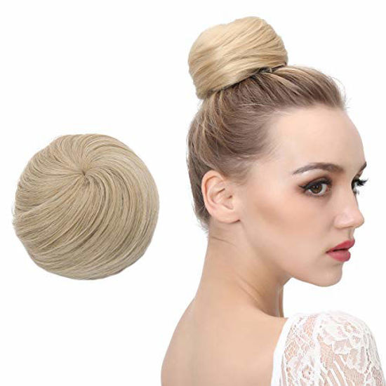 Picture of Clip in Hair Bun Donut Synthetic Chignon Drawstring Bun Hair Pieces Updo for Women Gril Lady SARLA Q3&16/88