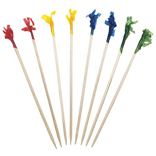 Picture of BLUE TOP Wood Frill Picks Toothpicks 4 Inch Pack 1000,Cocktail Party Toothpicks for Fruit,Appetizers,Club Sandwiches,Parties.