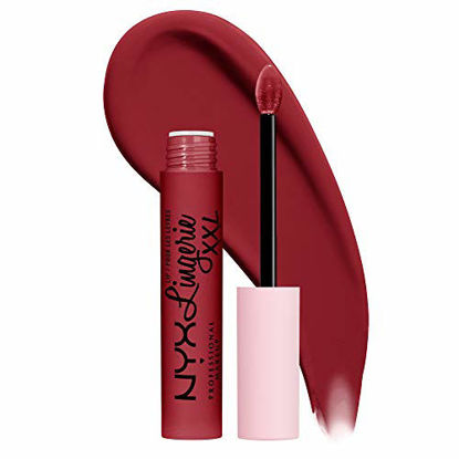 Picture of NYX PROFESSIONAL MAKEUP Lip Lingerie XXL Matte Liquid Lipstick, It's Hotter (Warm Mahogany Red)