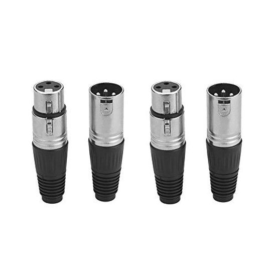 Picture of Eightnoo 2 Male + 2 Female 3 Pin XLR Solder Type Microphone Line Plug Connector Mic Audio Socket (Pack of 4)