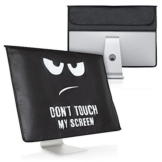 Picture of kwmobile Cover Compatible with 24-26" Monitor - with Extra Storage - Don't Touch My Screen White/Black