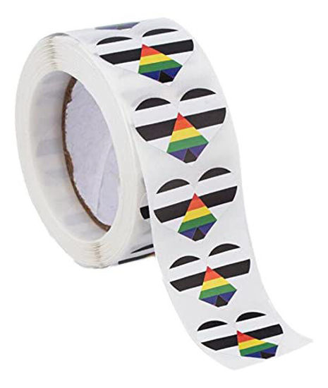 Picture of LGBTQ Pride Heart Stickers 500 Per Roll (1" x 1") - LGBTQ Lesbian Gay Bisexual Transgender Sticker (Ally)