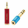 Picture of TISINO Stereo Headphone Adapte, 1/8 inch Female to 1/4 inch Male & 1/4 inch Female to 1/8 inch Male Aux Converter - Red & Blue, 2PCS