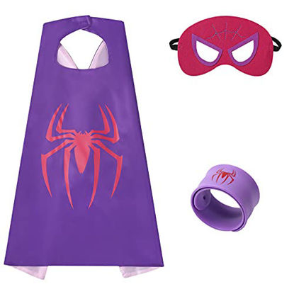 Picture of Kids Superhero Cape with Mask and Wristband, Double Side Dress up Costume for Festival Cosplay Birthday Party (D8)