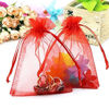 Picture of Organza Bags, 100 PCS 10X15CM (4X6) Drawstring Organza Jewelry Pouches Wedding Party Festival Favor Gift Bags Candy Bags(Red)