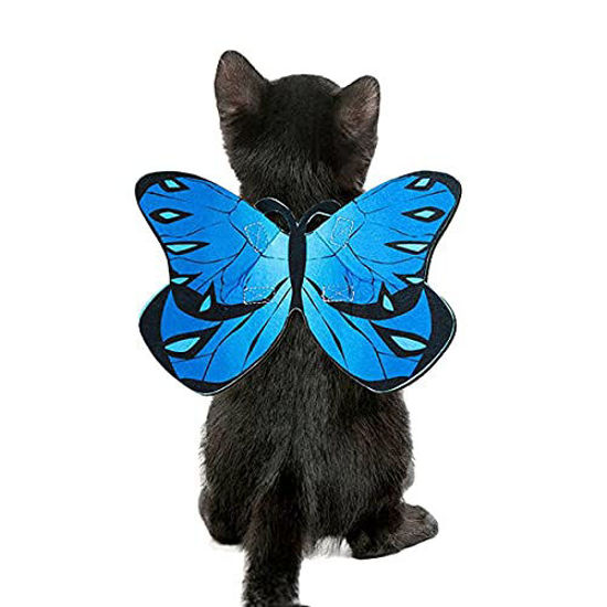 Picture of Cat Dog Butterfly Wings for Halloween Party Decoration, Halloween Dog Cat Costume, Puppy Cat Dress Up Accessories (Blue)