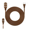 Picture of 12 Feet Brown Extension Cord, 3 Outlet 2 Prong 16 Gauge Cable, Indoor use, 3 Receptacle Cube Tap, Extension Cord - by Revpex