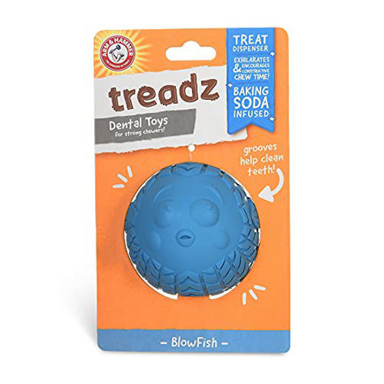 Picture of Arm & Hammer for Pets Super Treadz Blowfish Dental Chew Toy for Dogs | Best Dental Dog Chew Toy | Dog Dental Chew Toys Reduce Plaque & Tartar Buildup Without Brushing | for Dogs up to 35 Lbs