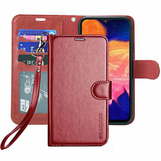 Picture of ERAGLOW Galaxy A10E Case,Galaxy A10E Wallet Case,Premium PU Leather Wallet Flip Protective Phone Case Cover w/Card Slots & Kickstand for Samsung Galaxy A10E A10 E 2019 (Wine Red)