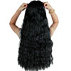 Picture of S-noilite 22 Inches 3/4 Full Hea Long Corn Wave Clip in Hair Extensions One Piece Hairpiece Synthetic Fiber for Women Lady Girl Dark Black