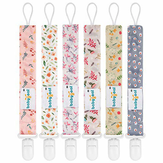 Picture of Babygoal Pacifier Clips for Girls, 6 Pack Pacifier Holder Fits for Most Pacifier Styles &Teething Toys and Pacifier Clips for Boys and Girls 6PS21