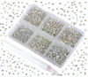 Picture of Bymitel 7200 Pieces 6 Mixed Sizes Glue Fix on  Glass Rhinestones Round Crystal Gems Flatback for DIY Jewelry Making with one Picking Pen(6-Sizes 7200PCS, Clear Crystal)