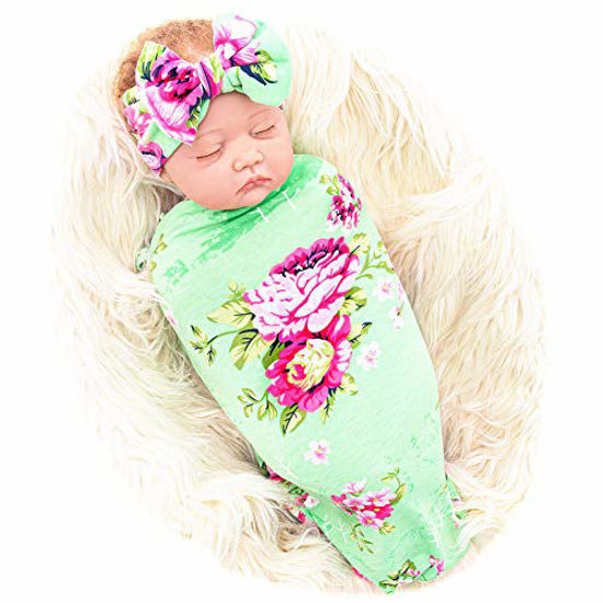 Newborn receiving blanket cheap headband set