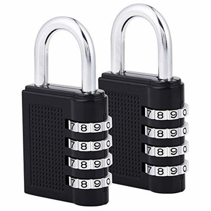 Picture of 2 Pack Combination Padlock - 4 Digit Combination Lock for Gym, Sports, School, Employee Locker, Outdoor, Fence, Hasp and Storage