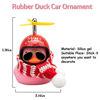 Picture of wonuu Pink Duck Car Dashboard Decorations Rubber Duck Car Ornaments Cool Duck with Propeller Helmet Sunglasses Gold Chain (X-Merry Christmas-Pink)