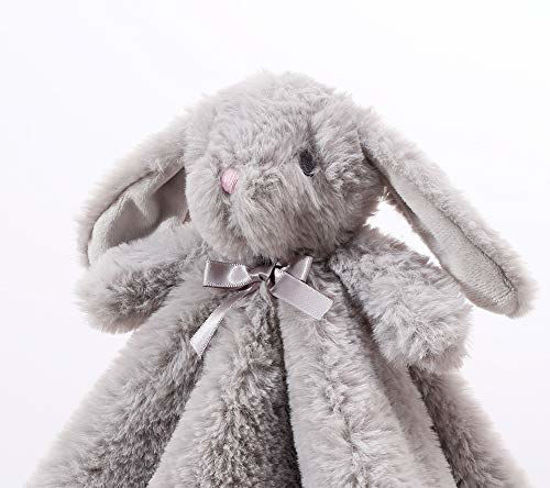 Picture of CREVENT Cozy Plush Baby Security Blanket Loveys for Baby Boys and Girls, Minky Dot Front + Sherpa Backing with Animal Face (Grey Bunny)