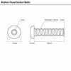 Picture of M8-1.25 x 50mm Button Head Socket Cap Screws Bolts, Stainless Steel 18-8 (304), Full Thread, Bright Finish, Quantity 10