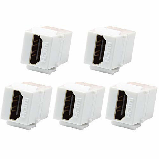 Picture of VICTEK 5-Pack HDMI Keystone Female to Female Coupler Snap-in for Wall Plate - White