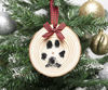 Picture of Pearhead Pet Natural Wood Holiday Christmas Paw Print Tree Ornament, Personalized Pet Keepsake Ornament with Buffalo Check Hanging Ribbon