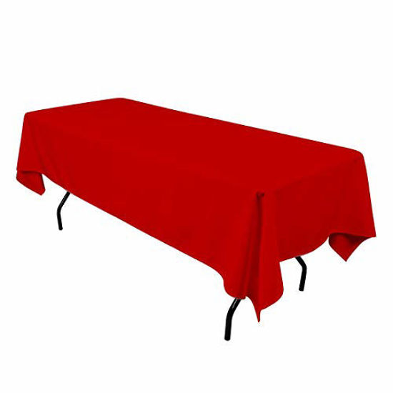 Picture of Craft And Party Premium Polyester Tablecloth - 60" x 102" Rectangle Red Tablecloth for Wedding, Restaurant or Banquet