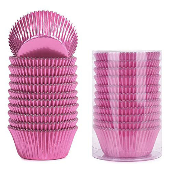 Picture of Gifbera Standard Pink Foil Cupcake Liners Wrappers Baking Cups 200 Count, Pink