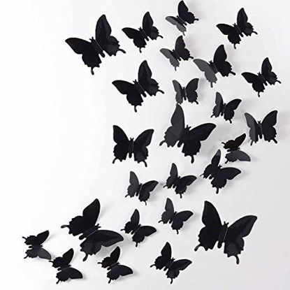 Picture of 3D Butterfly Wall Decor, 48PCS Removable Mural Stickers Wall Stickers Decal for Home and Room Decoration (Black)