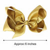 Picture of DEEKA 2 PCS 6" Big Hand-made Shiny Glitter Ribbon Hair Bows Alligator Clips Hair Accessories for Little Teen Toddler Girls Kids Set of 2 -Gold