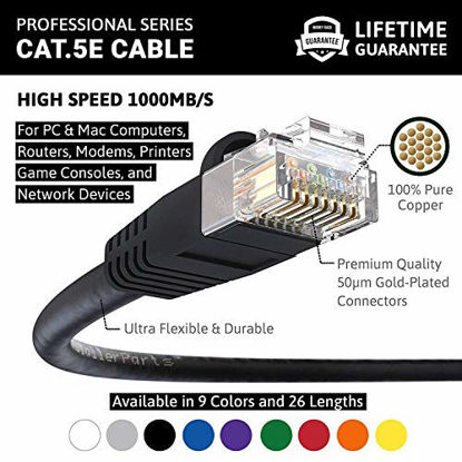 Picture of InstallerParts Ethernet Cable CAT5E Cable UTP Booted 30 FT - Black - Professional Series - 1Gigabit/Sec Network/Internet Cable, 350MHZ