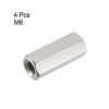 Picture of uxcell M6 X 1-Pitch 25mm Length 304 Stainless Steel Metric Hex Coupling Nut, 4Pcs