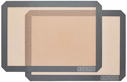 Picture of GRIDMANN Pro Silicone Baking Mat - Set of 2 Non-Stick Half Sheet (16-1/2" x 11-5/8") Food Safe Tray Pan Liners