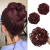 Picture of SARLA Wine Red Messy Bun Hair Piece Wavy Curly Synthetic Scrunchies Updo Ponytail Extensions for Women Girls 2Pcs