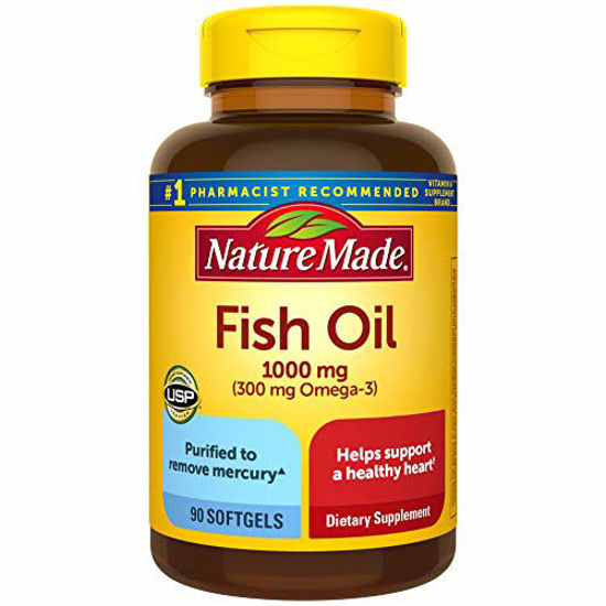 Picture of Nature Made Fish Oil 1000 mg, 90 Softgels, Fish Oil Omega 3 Supplement For Heart Health