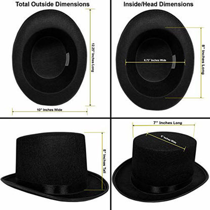 Picture of Top Hat Black Felt | One Size Magician Hat Costume | DIY Steampunk | Ultra Ringmaster Circus Hats | Dress Up Party Accessory | By Anapoliz