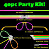 Picture of PartySticks Moondance Glow Sticks and Connectors - 40pk Glow in The Dark Party Favors with 16 Glow Sticks Party Decorations and 24 Connectors for Light Up Glasses, Glow Necklaces, Glow Bracelets