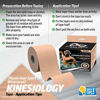 Picture of Physix Gear Sport Kinesiology Tape (2 Pack or 1 Pack), Best Waterproof Muscle Support Adhesive, 2in x 16.4ft Roll Uncut, Physio Therapeutic Aid for Injury Recovery, Free 82pg E-Guide -Beige 2 Pack