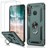 Picture of MERRO Galaxy A21 Case with Screen Protector,Military Grade Heavy Duty Shockproof Cover Pass 16ft Drop Test with Magnetic Kickstand Protective Phone Case for Samsung Galaxy A21 Pine Green Color