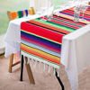 Picture of Fowecelt Mexican Serape Table Runner 14 x 84 Inch for Mexican Party Wedding Decorations Outdoor Picnics Dining Table, Fringe Cotton Handwoven Table Runners