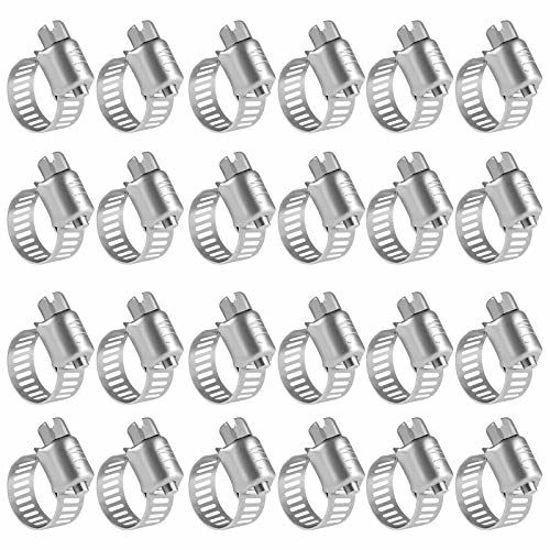 Picture of WINL Stainless Steel Hose Clamps - 24 Pack Worm Gear Drive Hose Clamps Micro Size 4 Clamping Range 1/4 Inch to 5/8 Inch (6mm-16mm) for Automotive Plumbing,1/4 Inch Hose Clamps, 1/2 Inch Hose Clamps