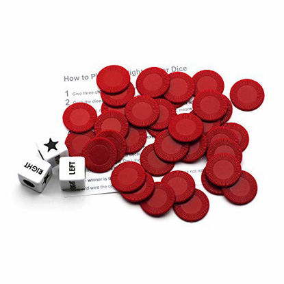 Picture of Annietfr Left Right Center Dice Game Set with 3 Dices + 36 Chips (Red)