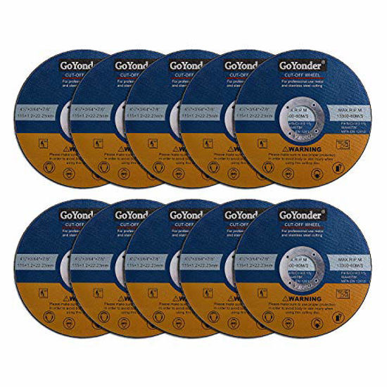 Picture of GoYonder 10 Pack 4.5" Cutting Wheel for Metal, Stainless, Steel 4-1/2" x 0.045 x 7/8-Inch Ultra Thin Cut-Off Wheel for Angle Grinders-Blue