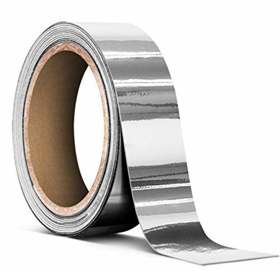 Picture of VViViD Gloss Silver Chrome Air-Release Vinyl Adhesive Tape Roll (1 Inch x 30ft)