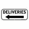 Picture of Deliveries Sign with Arrow, 14x6 Inches Rectangle Rust Free Aluminum Metal Sign,Weather/Fade Resistant,Easy to Mount,Black on White,Indoor/Outdoor Use (Left)