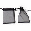 Picture of Dealglad 100Pcs 3.5x4.5 Inch Sheer Organza Bags, Black Halloween Gift Bags with Drawstring, Jewelry Pouches Funeral Favor Party Candy Bags