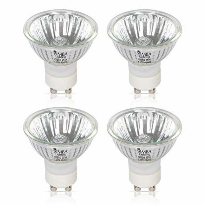 Picture of Simba Lighting 25W NP5 Candle Warmer ETC Replacement Light Bulb (4 Pack) Halogen GU10 120V for Wax Melt, Tart Burner, Recessed, Track Lighting, MR16 JDR with Glass Cover, Dimmable, Warm White 2700K