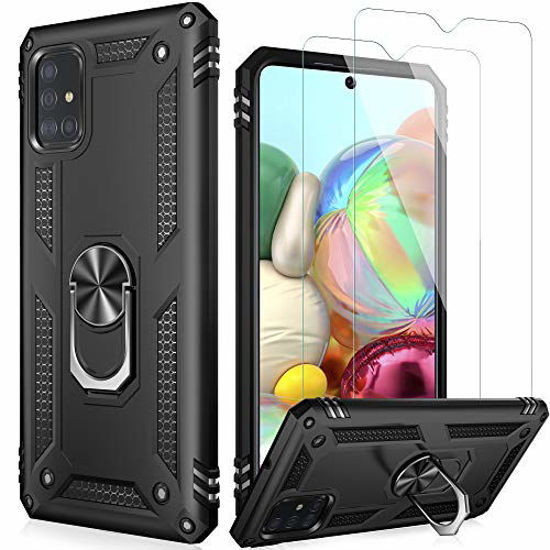 Picture of LUMARKE Galaxy A51 Case,Pass 16ft. Drop Tested Military Grade Cover with Magnetic Ring Kickstand Compatible with Car Mount Holder,Protective Phone Case for Samsung Galaxy A51 4G LTE Black