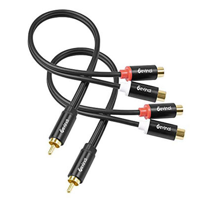 Picture of Devinal RCA Y Cable, 1 Male to 2 Female RCA Splitter, subwoofer Splitter Adapter Gold Plated 10 inch